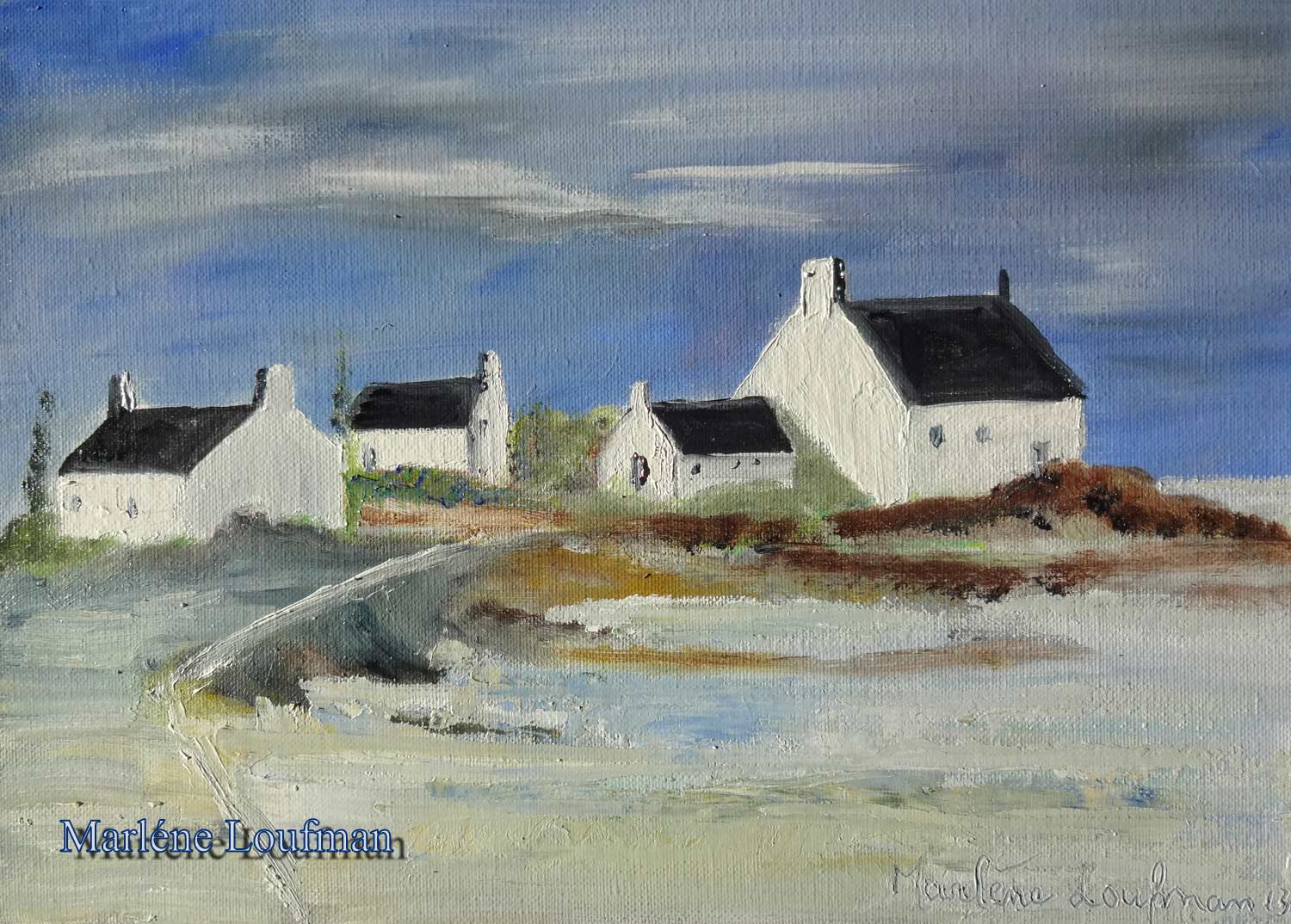 N&deg; 15 - Peinture de village Breton en bord de mer de Marl&egrave;ne Loufman 